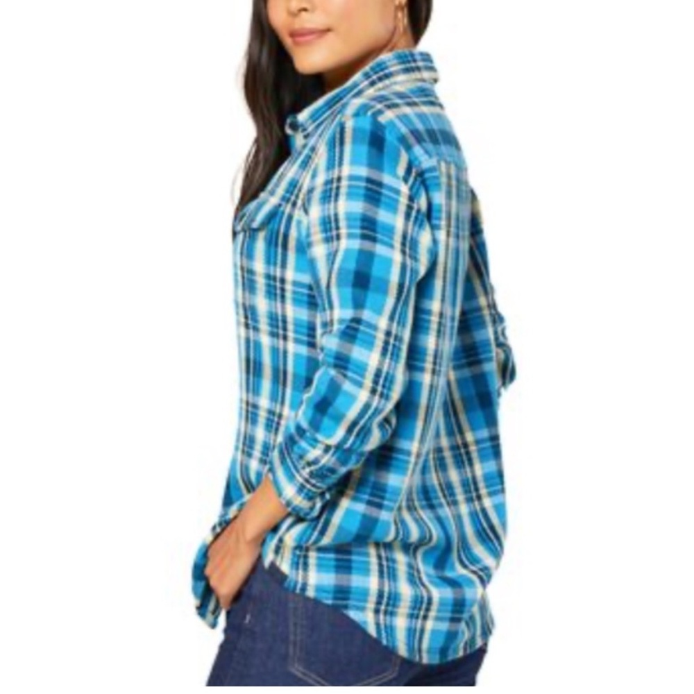 Outerknown Blue Wave Ventana Plaid Heavy Weight Blanket Shirt M/L